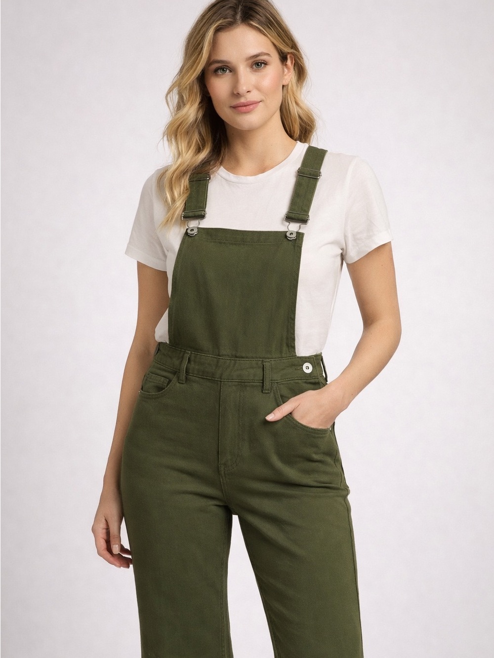 Umgee Olive Green Womens Overall Jumpsuit